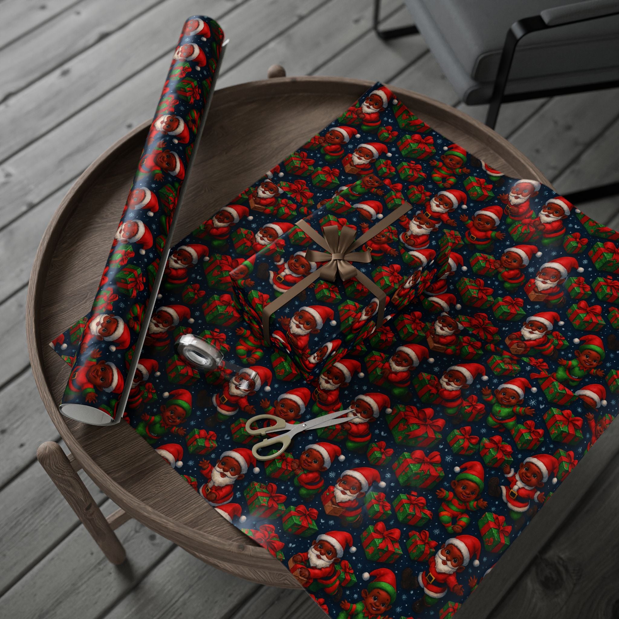 Santa Babies Wrapping Paper — African American Santa Representation Holiday Gift Wrap