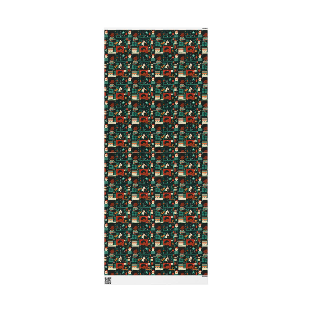 Holiday Gift Wrap Paper – Retro Santa & Cozy Sweater Pattern