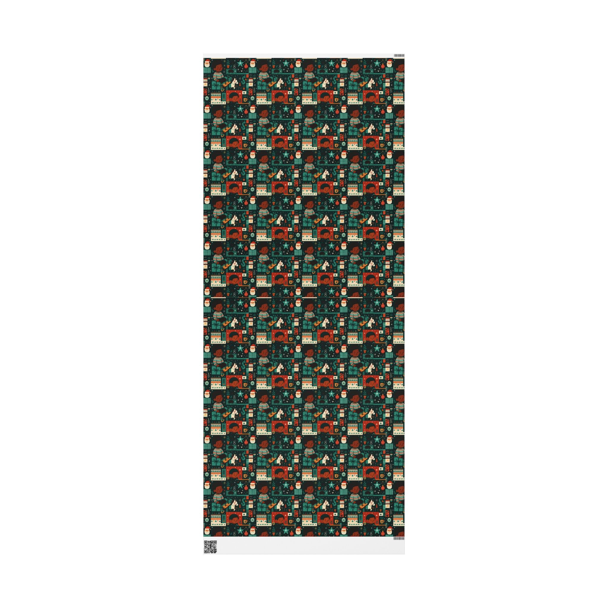 Holiday Gift Wrap Paper – Retro Santa & Cozy Sweater Pattern