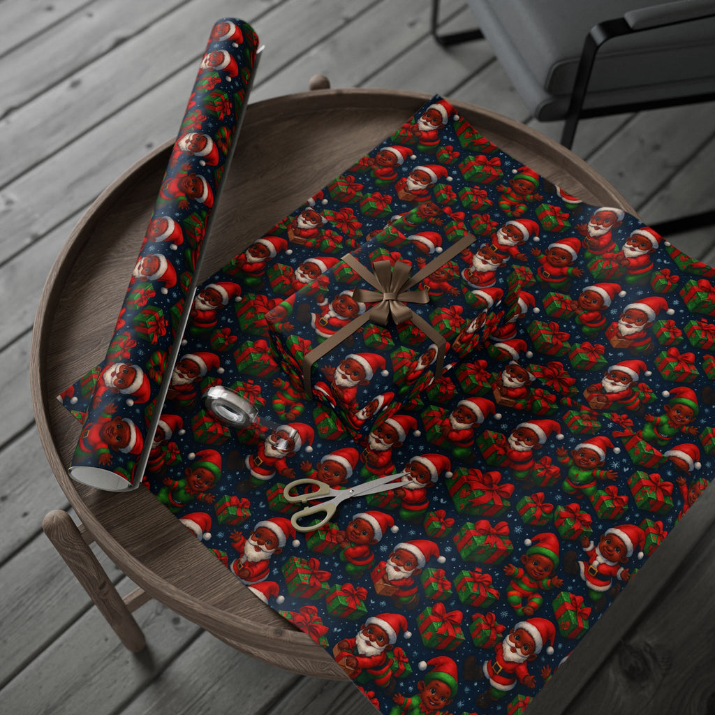 Santa Babies Wrapping Paper — African American Santa Representation Holiday Gift Wrap
