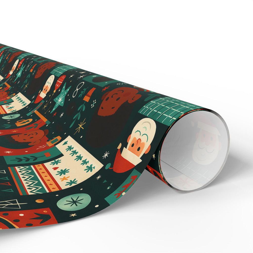 Holiday Gift Wrap Paper – Retro Santa & Cozy Sweater Pattern