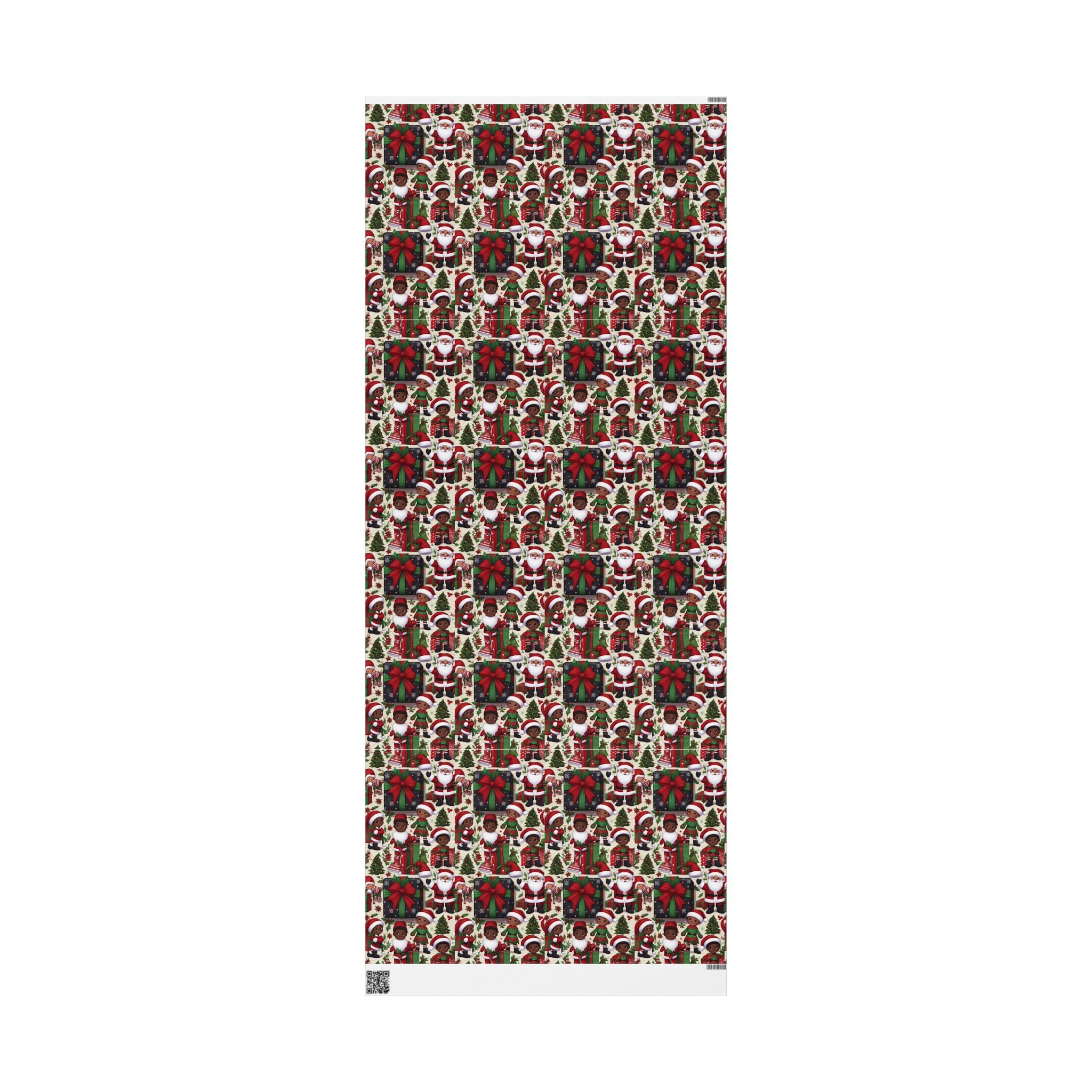 Festive Black Gift Wrap — Happy Children & Santa Holiday Wrapping Paper