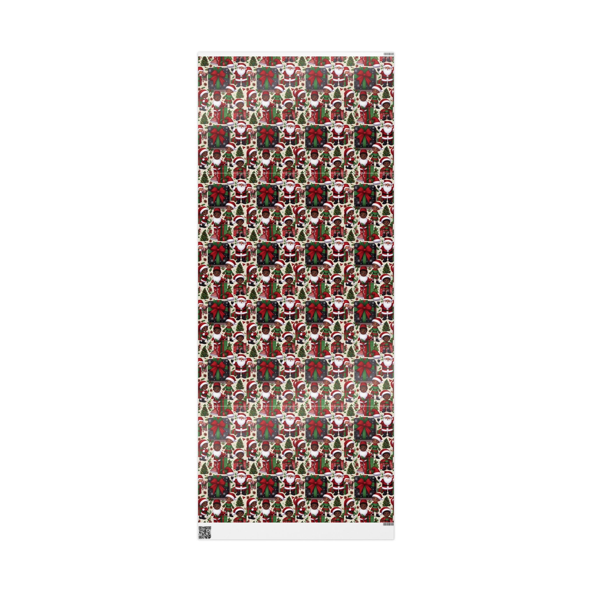 Festive Black Gift Wrap — Happy Children & Santa Holiday Wrapping Paper