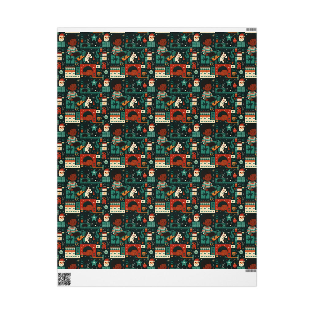 Holiday Gift Wrap Paper – Retro Santa & Cozy Sweater Pattern