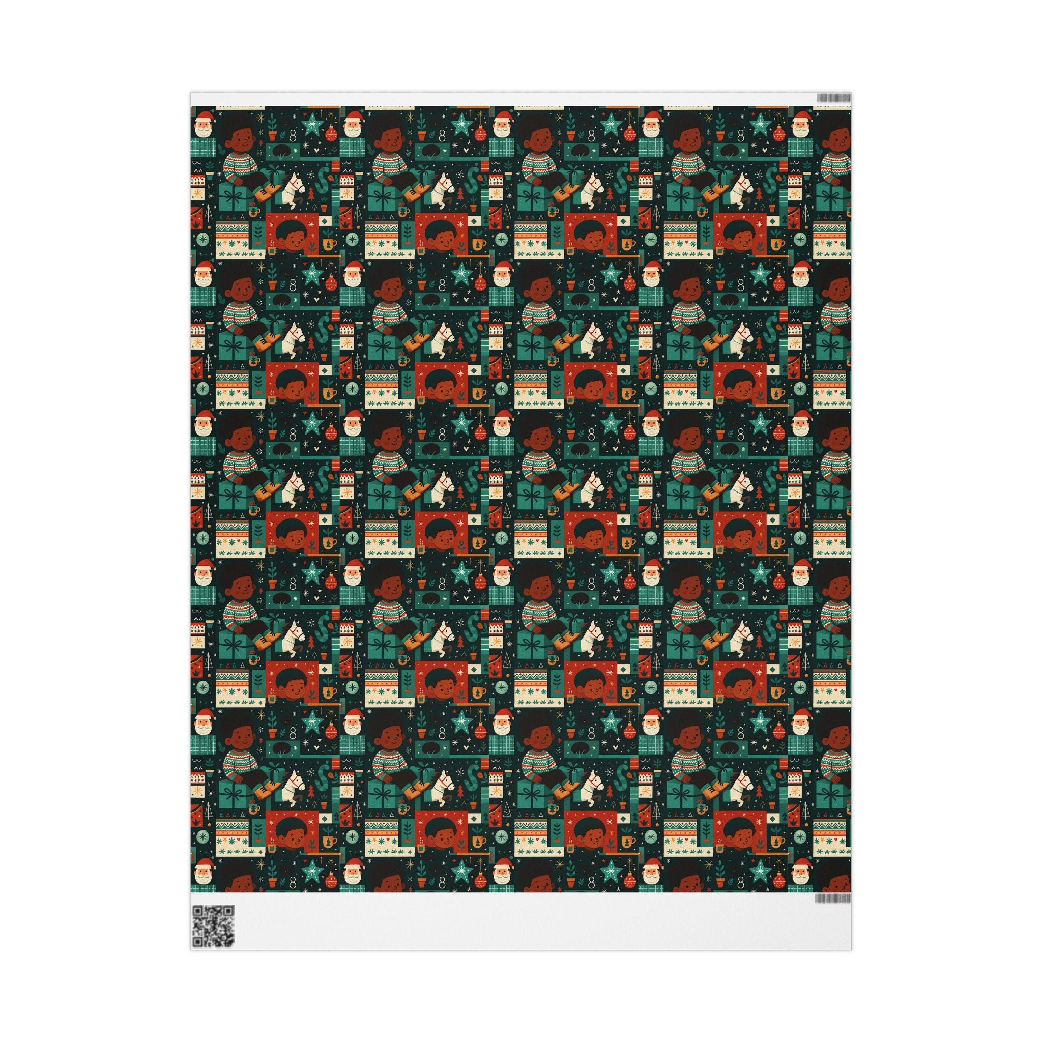Holiday Gift Wrap Paper – Retro Santa & Cozy Sweater Pattern