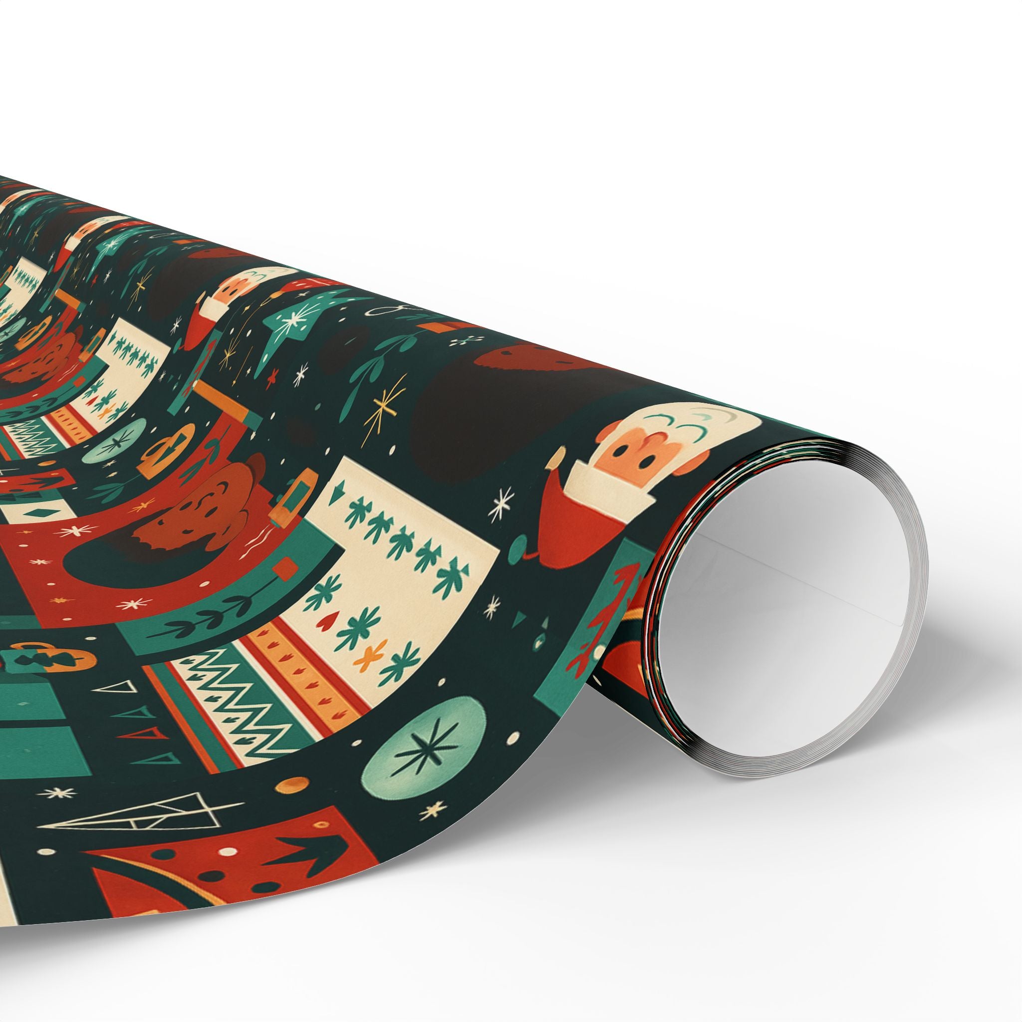 Holiday Gift Wrap Paper – Retro Santa & Cozy Sweater Pattern
