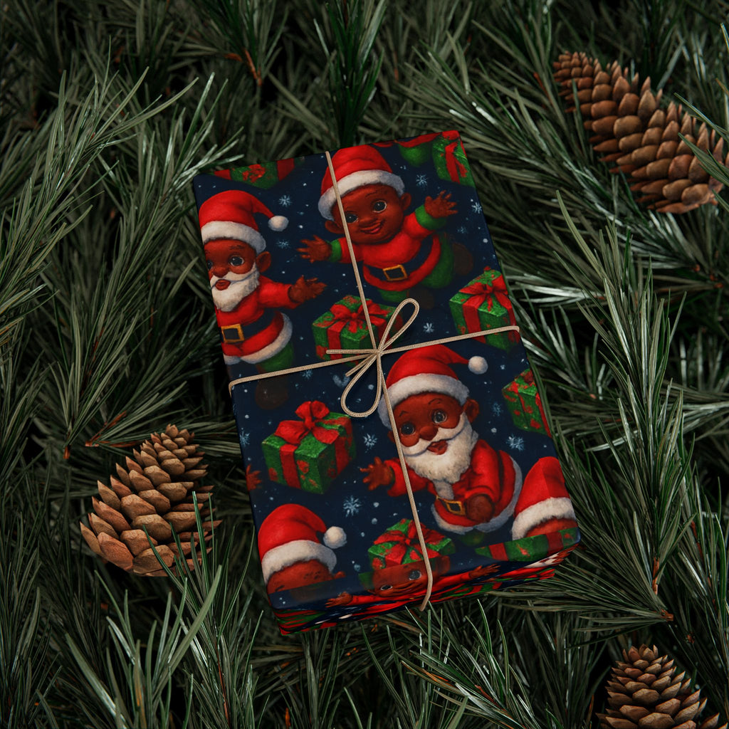 Santa Babies Wrapping Paper — African American Santa Representation Holiday Gift Wrap