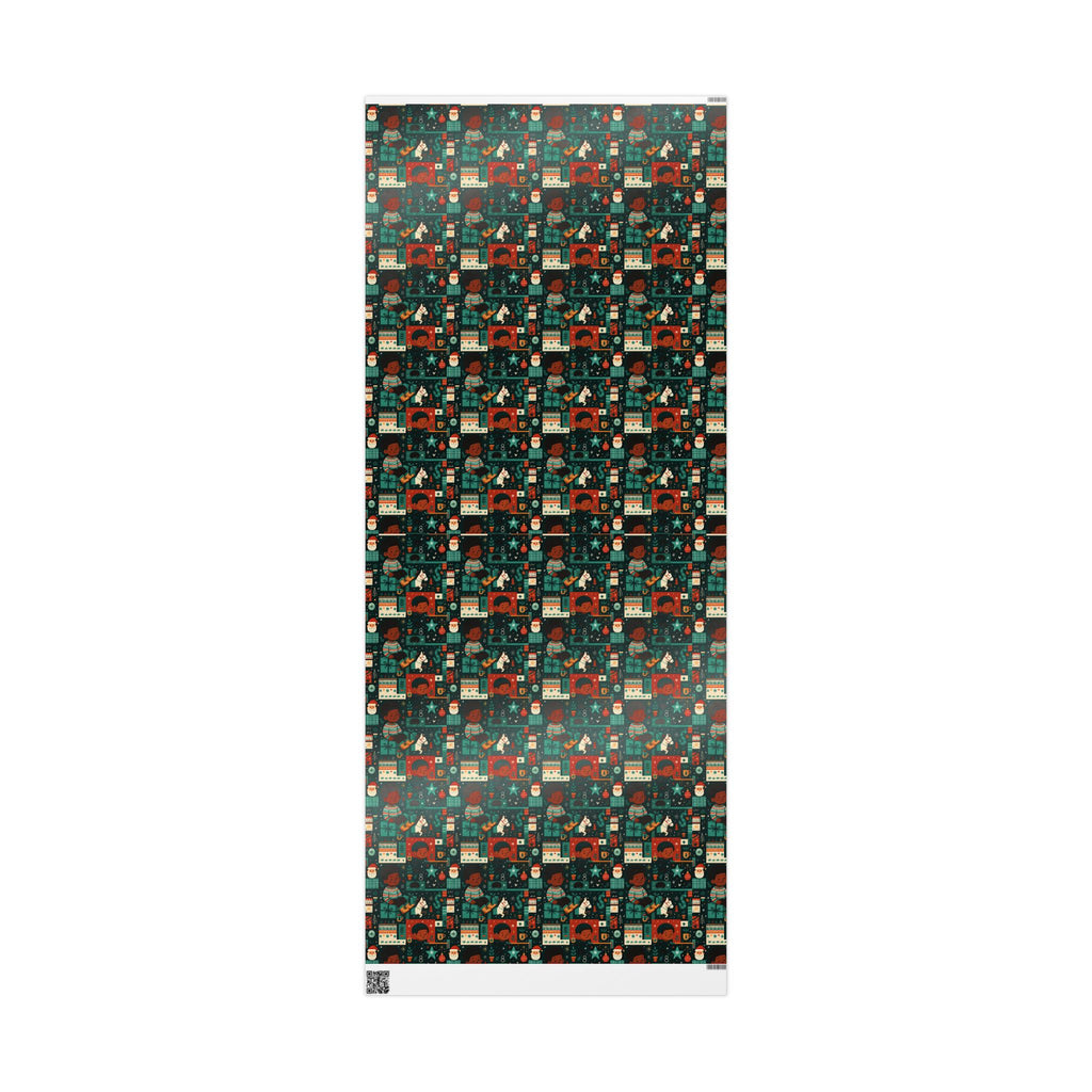 Holiday Gift Wrap Paper – Retro Santa & Cozy Sweater Pattern