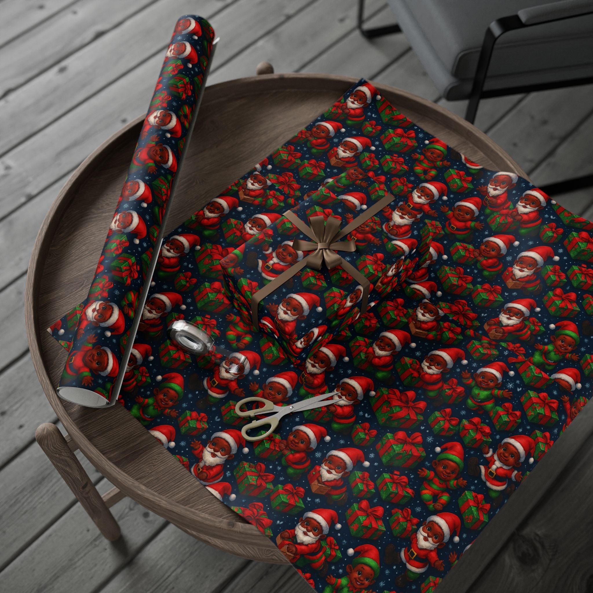 Santa Babies Wrapping Paper — African American Santa Representation Holiday Gift Wrap