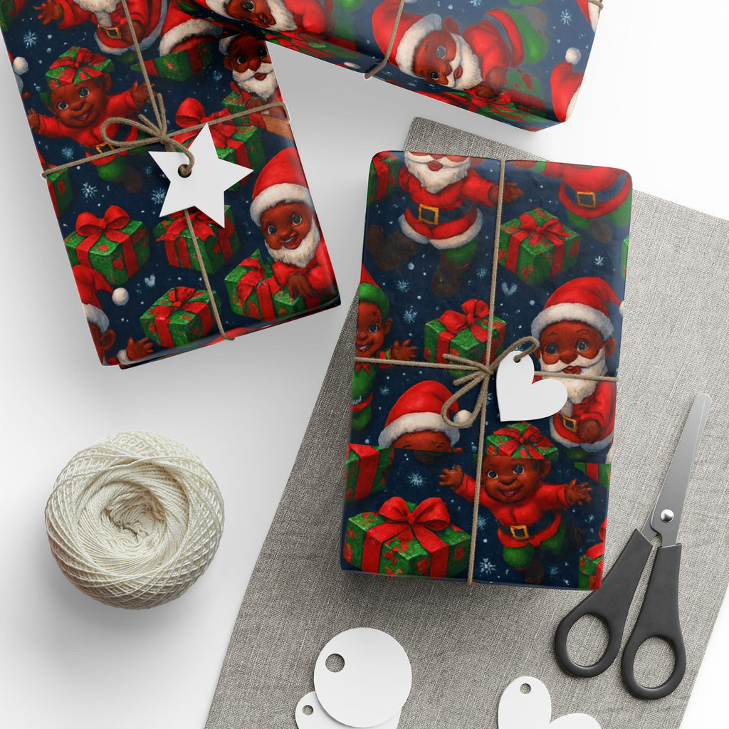 Santa Babies Wrapping Paper — African American Santa Representation Holiday Gift Wrap