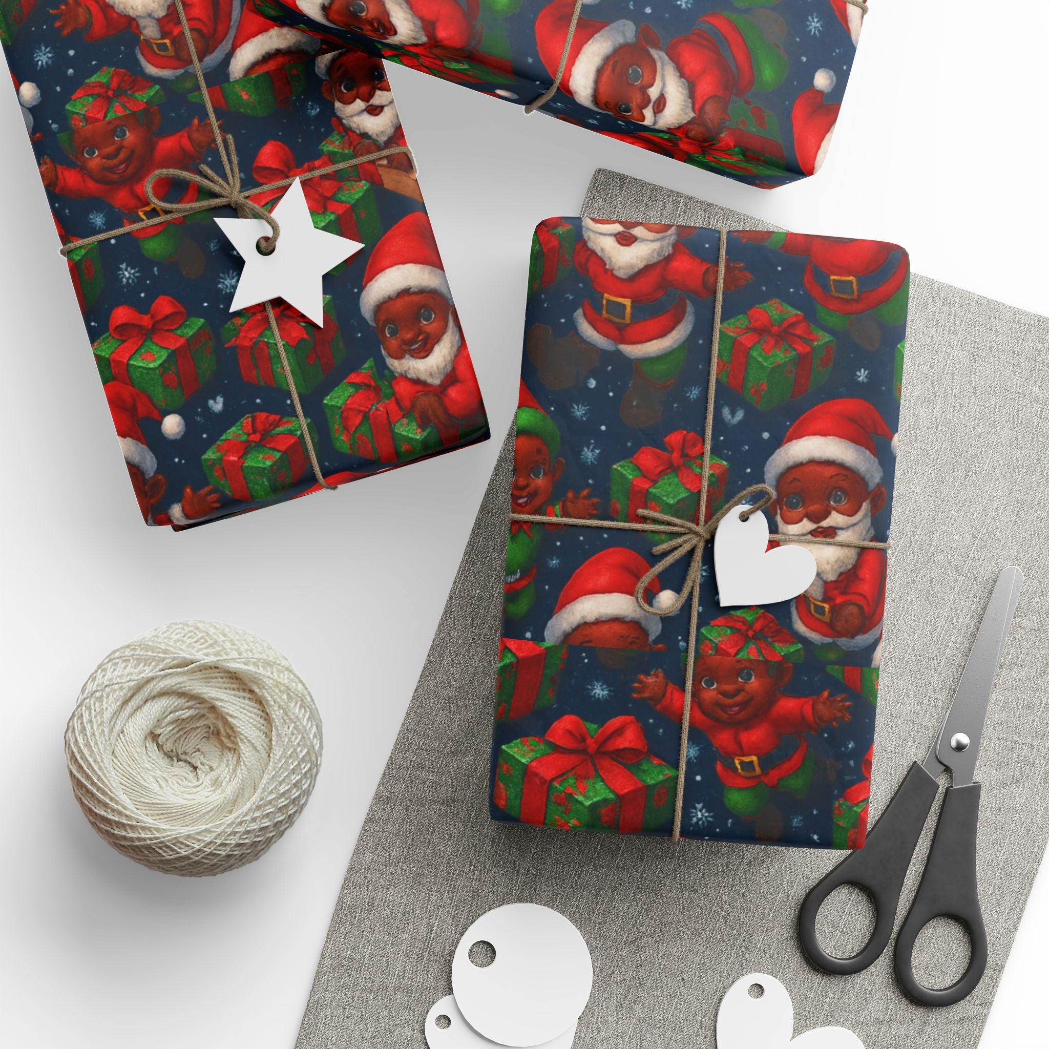 Santa Babies Wrapping Paper — African American Santa Representation Holiday Gift Wrap