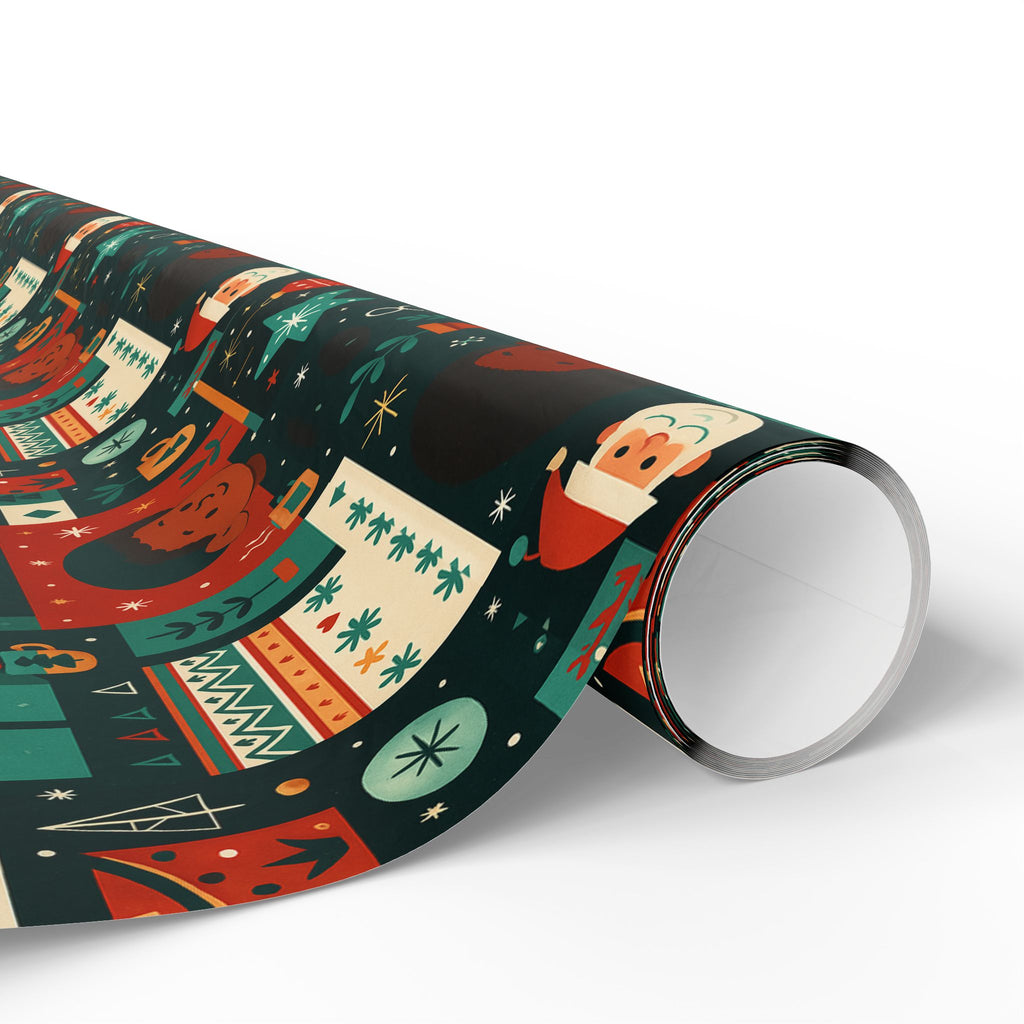 Holiday Gift Wrap Paper – Retro Santa & Cozy Sweater Pattern